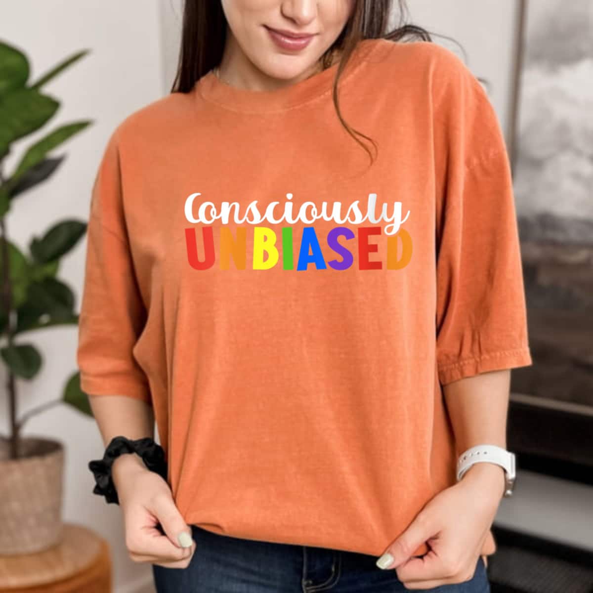 Womens Consciously Unbiased LGBTQ Equality Pride T-Shirt Womens Consciously Unbiased LGBTQ Equality Pride T-Shirt