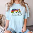 Rainbow Ribbon Peace Love Equality Breast Cancer Awareness T-Shirt