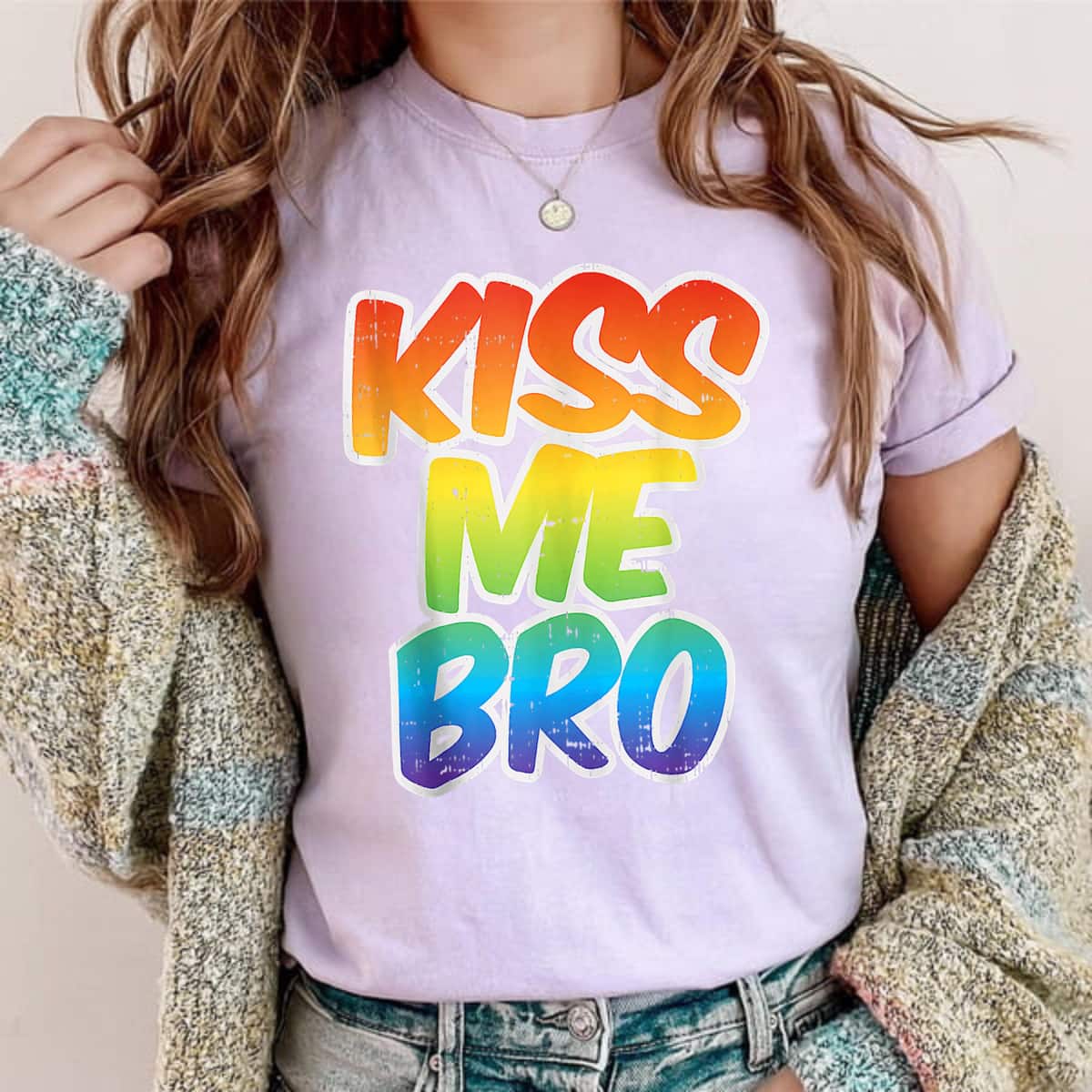 Kiss Me Bro Funny LGBT-Q Rainbow Gay Proud Equality Male T-Shirt Kiss Me Bro Funny LGBT-Q Rainbow Gay Proud Equality Male T-Shirt