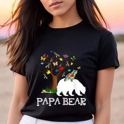 Autism Awareness Papa Bear Support Autistic Adults T-Shirt