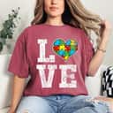 Autism Awareness For Kids Mom Dad Love Heart T-Shirt