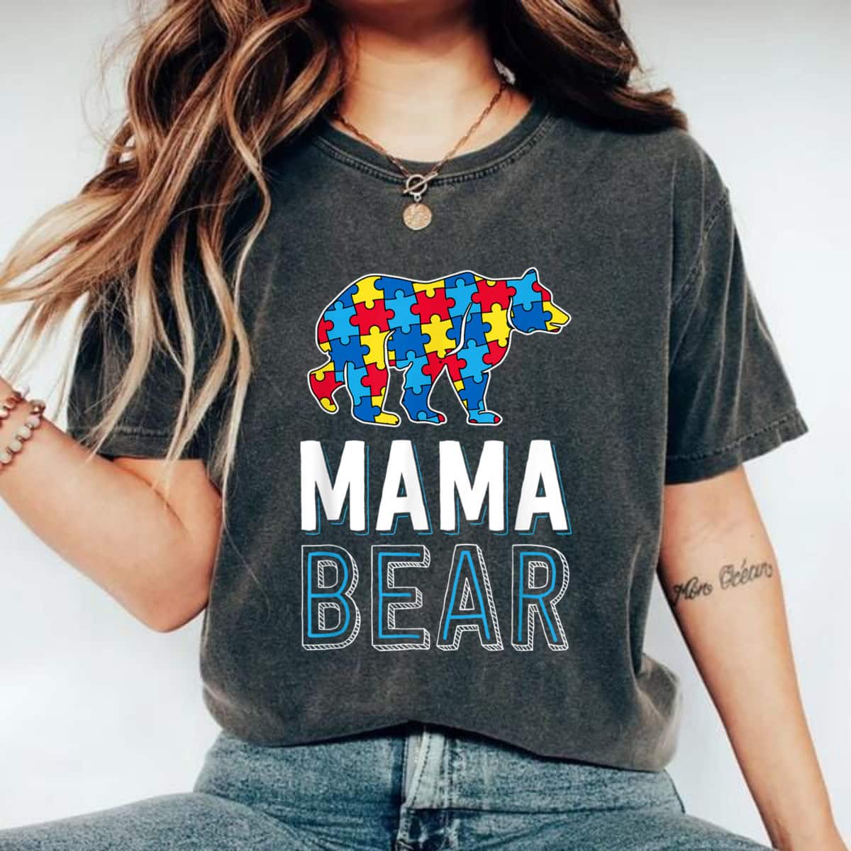 Mama Bear World Autism Awareness Day Family Puzzle Piece T-Shirt Mama Bear World Autism Awareness Day Family Puzzle Piece T-Shirt