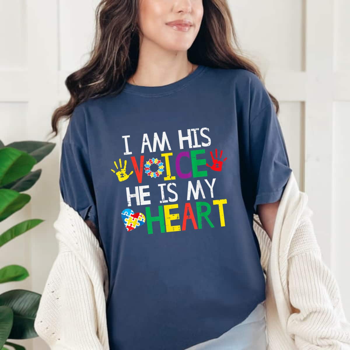 I Am His Voice He Is My Heart Autism Awareness Mom Women Dad T-Shirt I Am His Voice He Is My Heart Autism Awareness Mom Women Dad T-Shirt