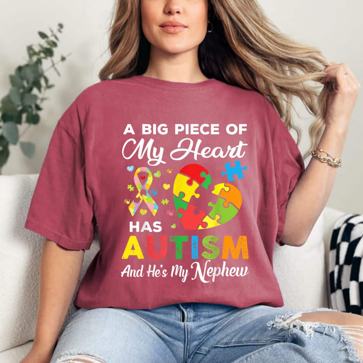 A Big Piece Of My Heart Has Autism And He's My Nephew T-Shirt A Big Piece Of My Heart Has Autism And He's My Nephew T-Shirt