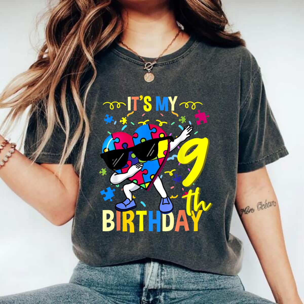 Its My 9th Birthday Dabbing Autism Puzzle T-Shirt Its My 9th Birthday Dabbing Autism Puzzle T-Shirt