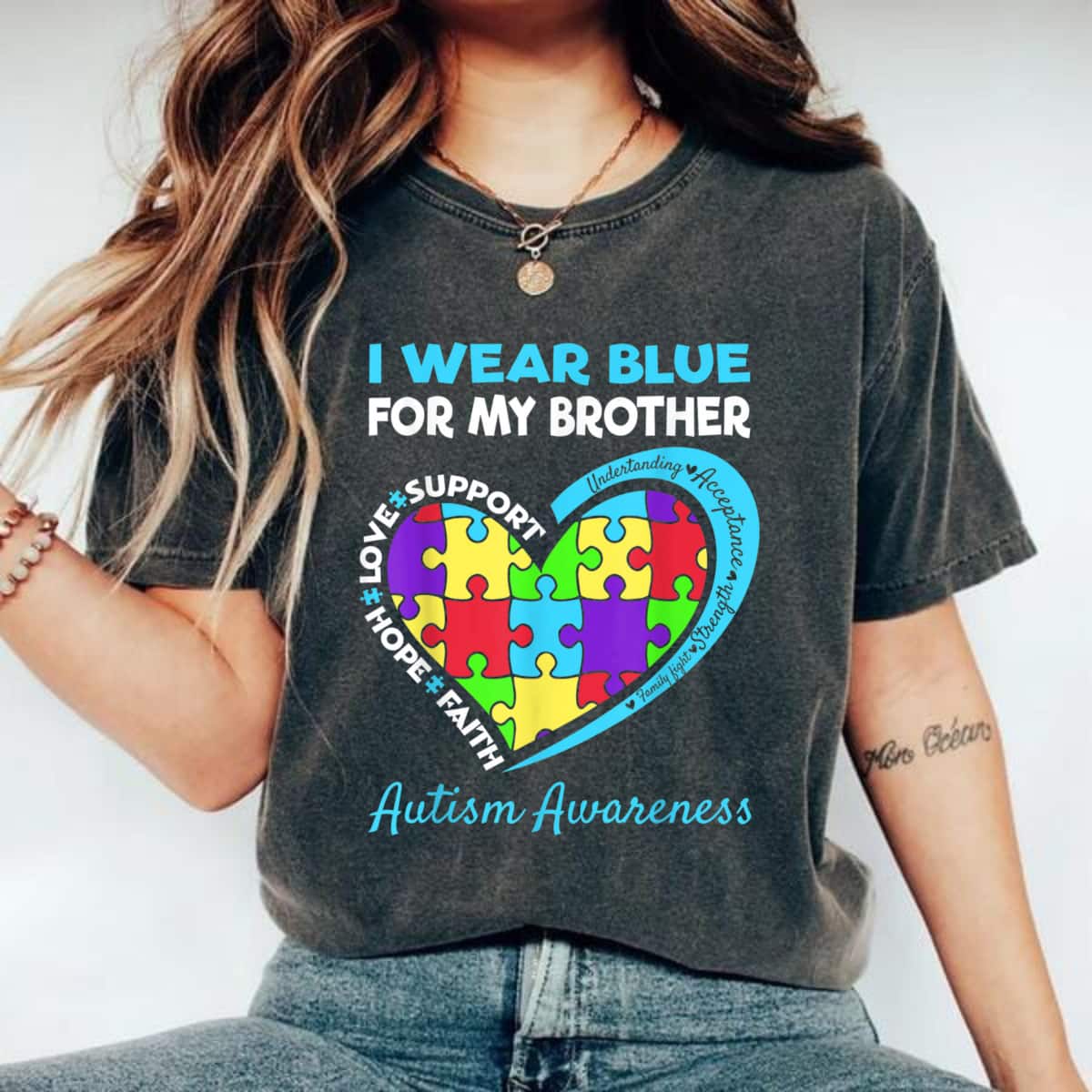 I Wear Blue For My Brother Autism Awareness Day T-Shirt I Wear Blue For My Brother Autism Awareness Day T-Shirt