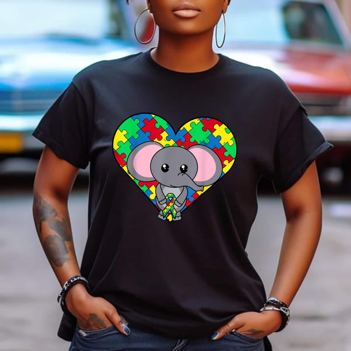 Elephant Heart Puzzle Ribbon Cool Autism Awareness Gift T-Shirt Elephant Heart Puzzle Ribbon Cool Autism Awareness Gift T-Shirt