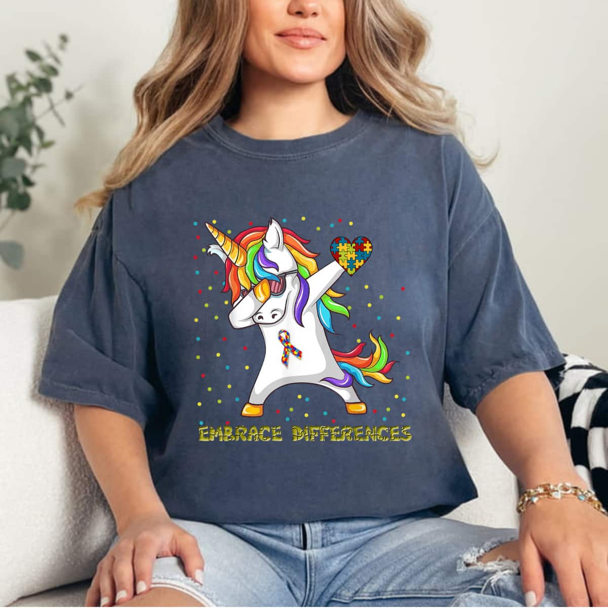 Embrace Differences Unicorn Dabbing Puzzle Autism Awareness T-Shirt Embrace Differences Unicorn Dabbing Puzzle Autism Awareness T-Shirt