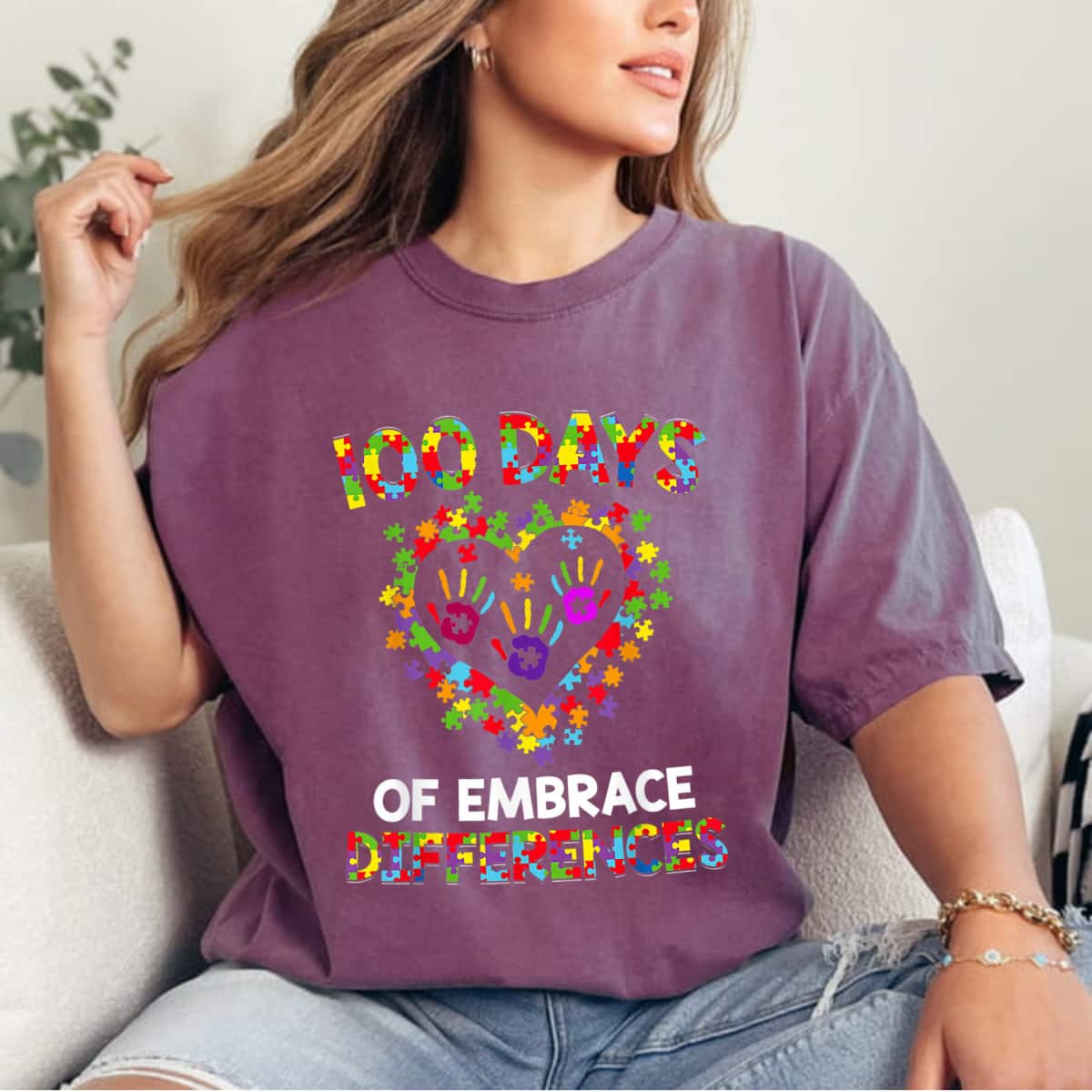 Happy 100th Day 100 Days Of School Autism Awareness T-Shirt Happy 100th Day 100 Days Of School Autism Awareness T-Shirt