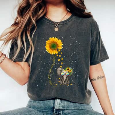 You Are My Sunshine Autism Awareness Sunflower Elephant T-Shirt