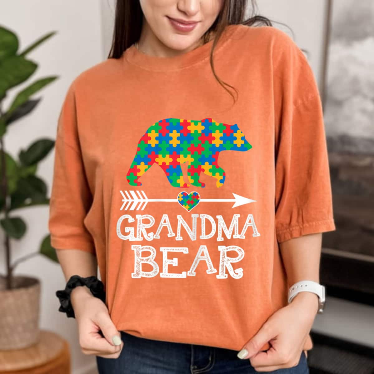 Womens Grandma Bear Autism Family Grandma Autism Awareness T-Shirt Womens Grandma Bear Autism Family Grandma Autism Awareness T-Shirt