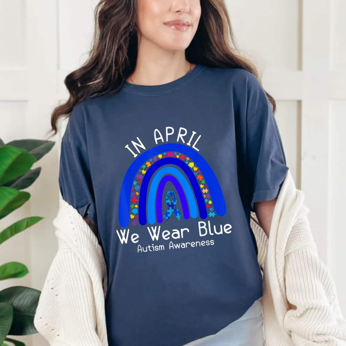 Autism Rainbow In April We Wear Blue Autism Awareness T-Shirt Autism Rainbow In April We Wear Blue Autism Awareness T-Shirt