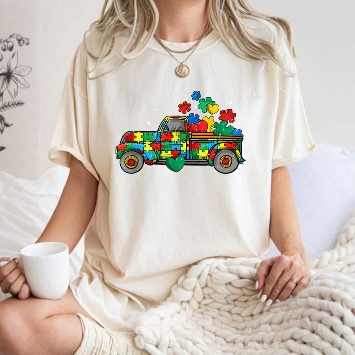 Funny Truck Puzzle Pieces Autism Awareness Month T-Shirt Funny Truck Puzzle Pieces Autism Awareness Month T-Shirt