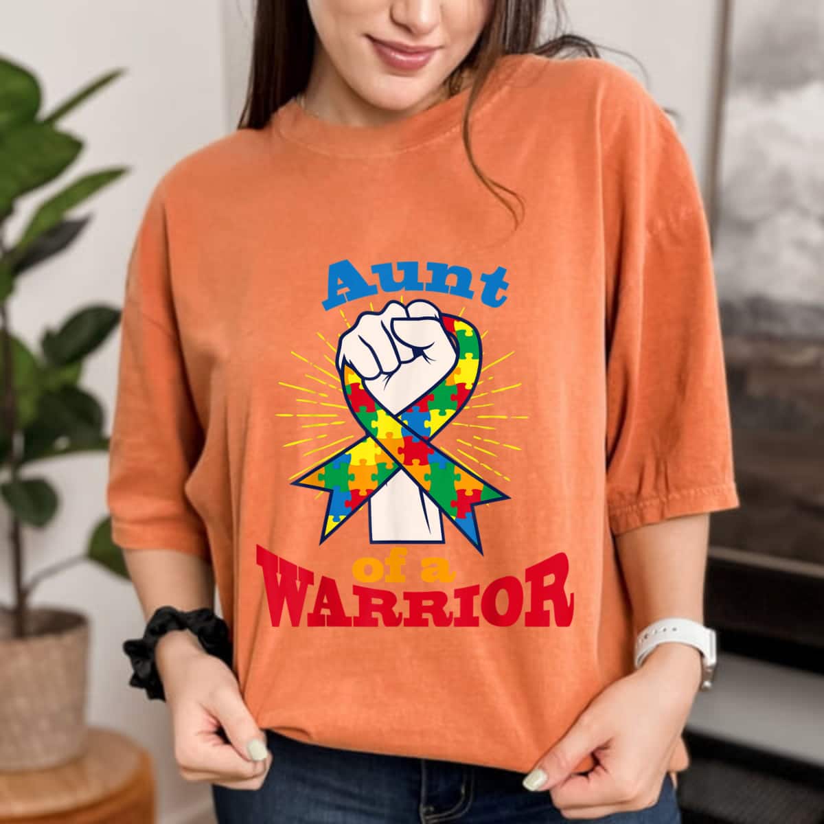 Aunt Of A Warrior Puzzle Ribbon Cool Autism Awareness Gift T-Shirt Aunt Of A Warrior Puzzle Ribbon Cool Autism Awareness Gift T-Shirt