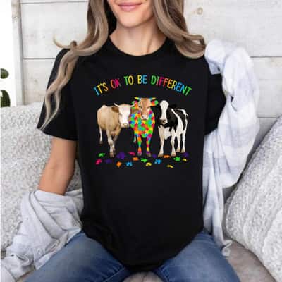 It's Ok To Be Different Autism Awareness Cow Autism T-Shirt