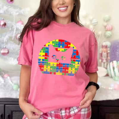 Black Cat Autism Awareness Gifts For Kids Cute Kitten Kitty T-Shirt