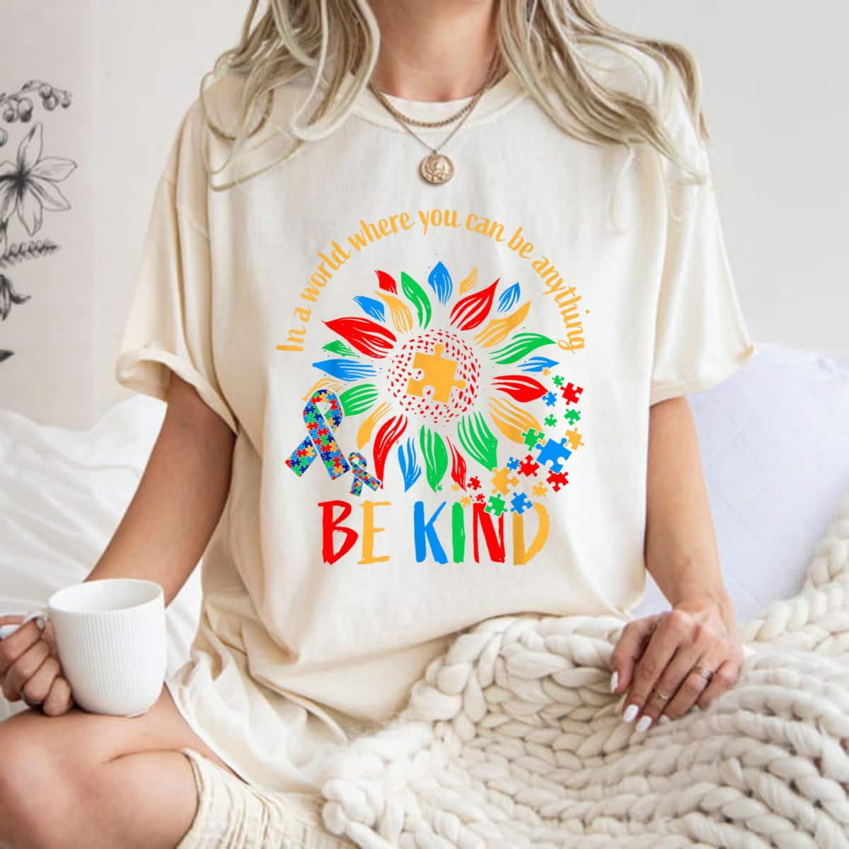 Be Kind Sunflower Autism It's Ok To Be Different Mom Autism T-Shirt Be Kind Sunflower Autism It's Ok To Be Different Mom Autism T-Shirt
