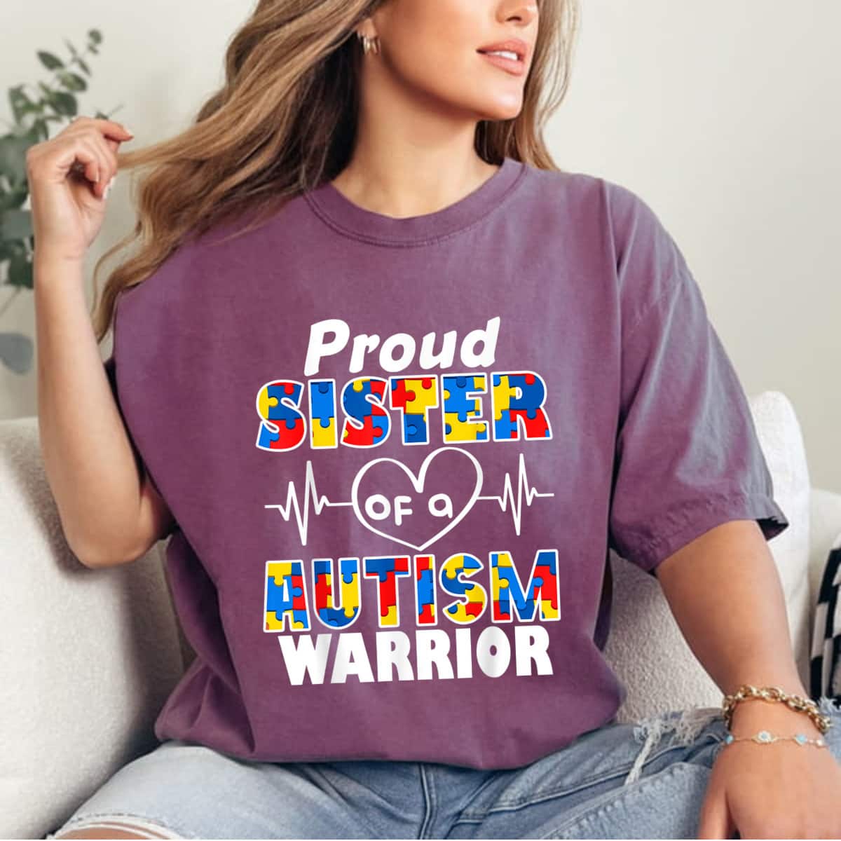 Autism Awareness Gifts Proud Sister Of A Autism Warrior T-Shirt Autism Awareness Gifts Proud Sister Of A Autism Warrior T-Shirt