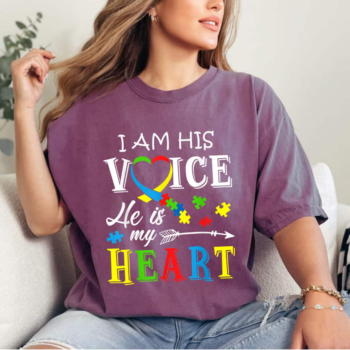 Autism Awareness I Am His Voice He Is My Heart Men Autism T-Shirt Autism Awareness I Am His Voice He Is My Heart Men Autism T-Shirt