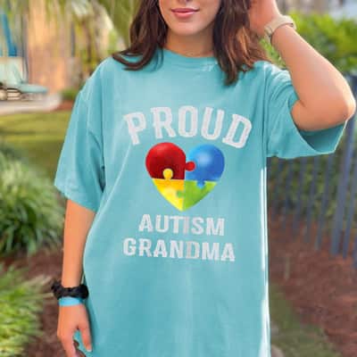 Womens Proud Grandma Autism Awareness Family Autism Grandma T-Shirt