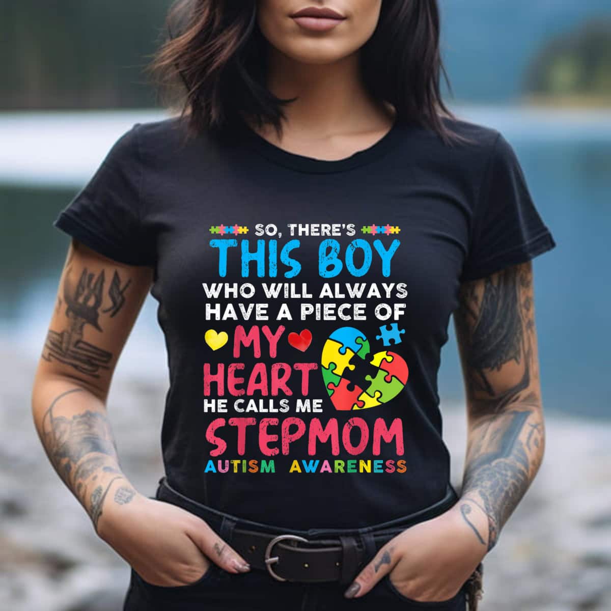 There's This Boy He Calls Me Stepmom Autism Awareness T-Shirt There's This Boy He Calls Me Stepmom Autism Awareness T-Shirt