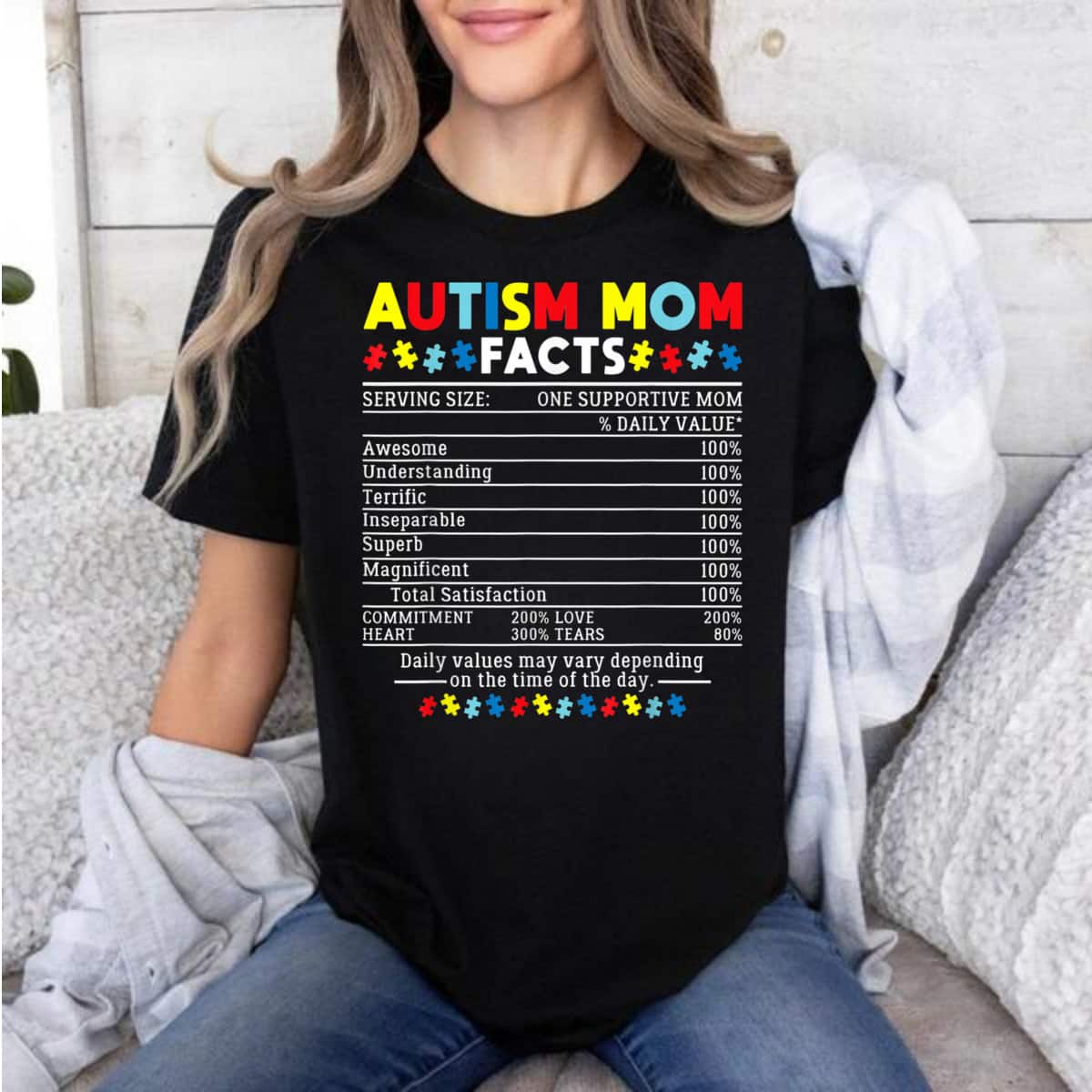 Autism Mom Facts One Supportive Mom Awareness Gift T-Shirt Autism Mom Facts One Supportive Mom Awareness Gift T-Shirt