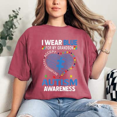 I Wear Blue For My Grandson Autism Awareness T-Shirt