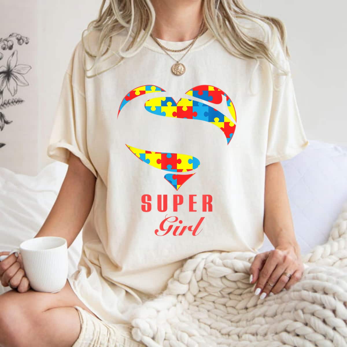 Super Girl Autism Awareness Gifts Autism Heart T-Shirt Super Girl Autism Awareness Gifts Autism Heart T-Shirt