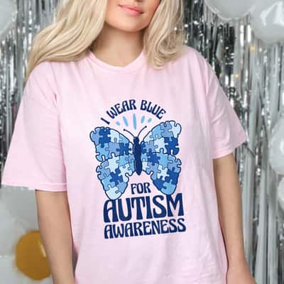 Autism Awareness Blue Puzzle Butterfly Autism Awareness T-Shirt