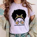 Messy Bun African American Hair Sunglasses Womens Autism Mom T-Shirt