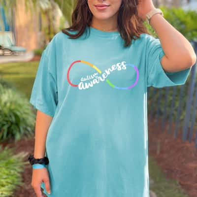 Autism Awareness Autistic Acceptance Rainbow Infinity Symbol T-Shirt