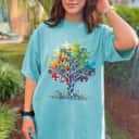 Neurodiversity Autism Awareness Colorful Tree Puzzle Pieces T-Shirt