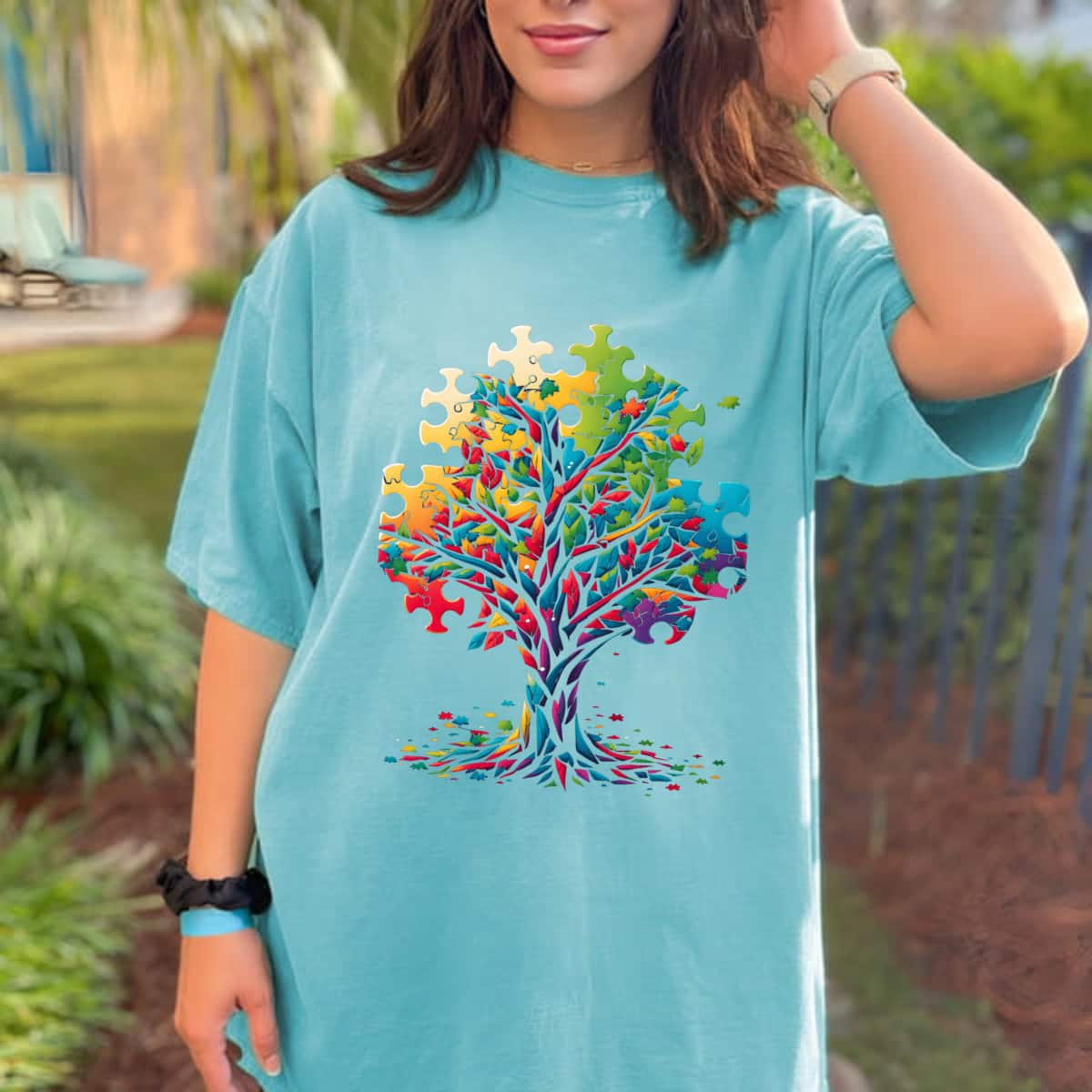 Neurodiversity Autism Awareness Colorful Tree Puzzle Pieces T-Shirt Neurodiversity Autism Awareness Colorful Tree Puzzle Pieces T-Shirt