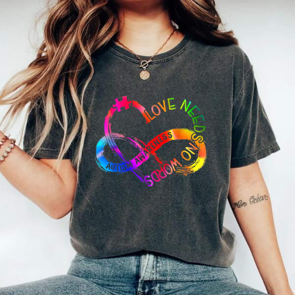 Tie Dye Infinity Heart Love Autism Awareness Needs No Words T-Shirt Tie Dye Infinity Heart Love Autism Awareness Needs No Words T-Shirt
