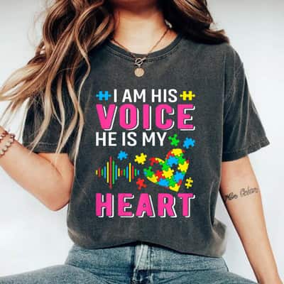 Womens Im His Voice Autism Mom Grandma Sister Aunt Teacher Friends T-Shirt