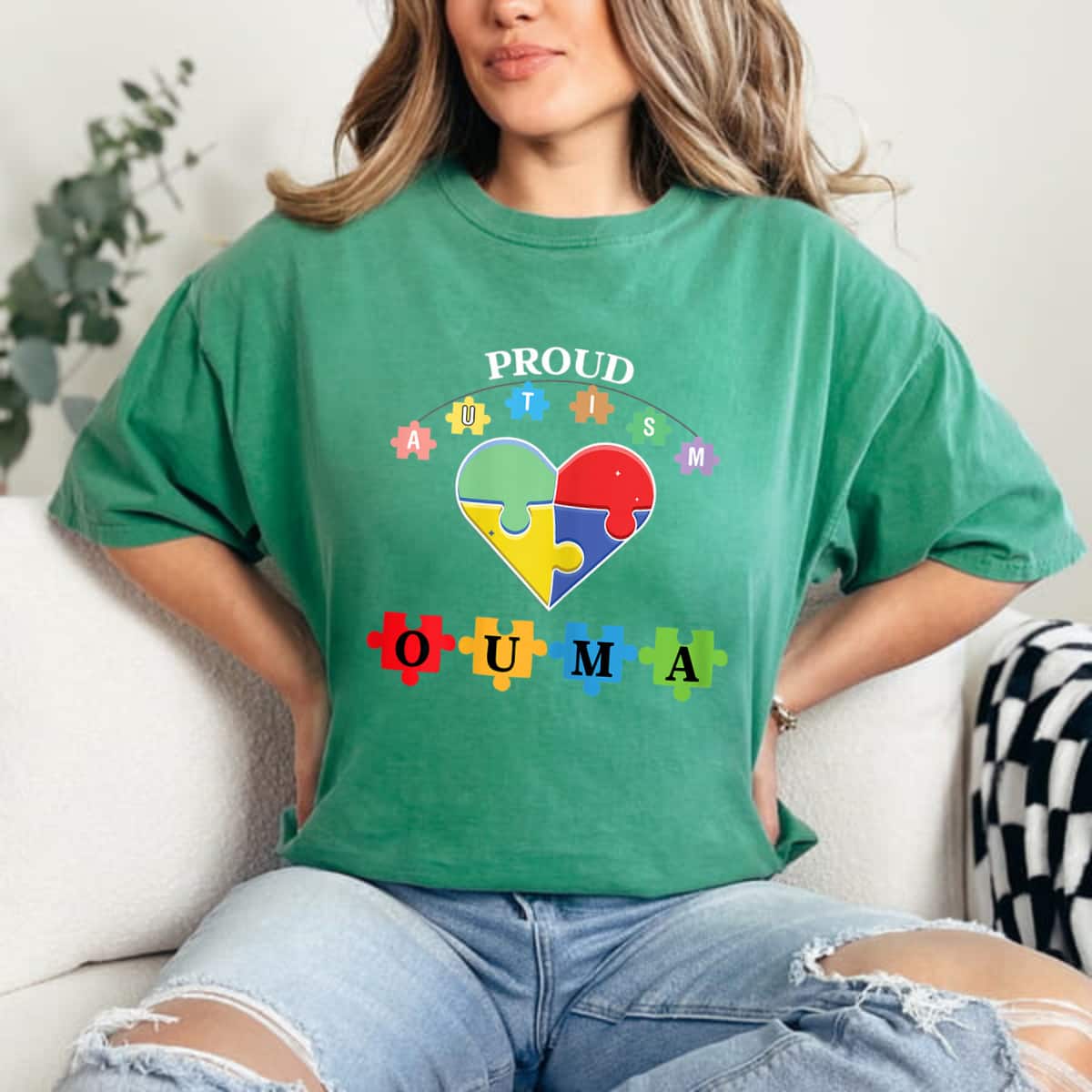 Womens Proud Autism Ouma Family Matching Autism Awareness Gift T-Shirt Womens Proud Autism Ouma Family Matching Autism Awareness Gift T-Shirt