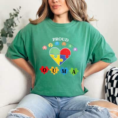 Womens Proud Autism Ouma Family Matching Autism Awareness Gift T-Shirt