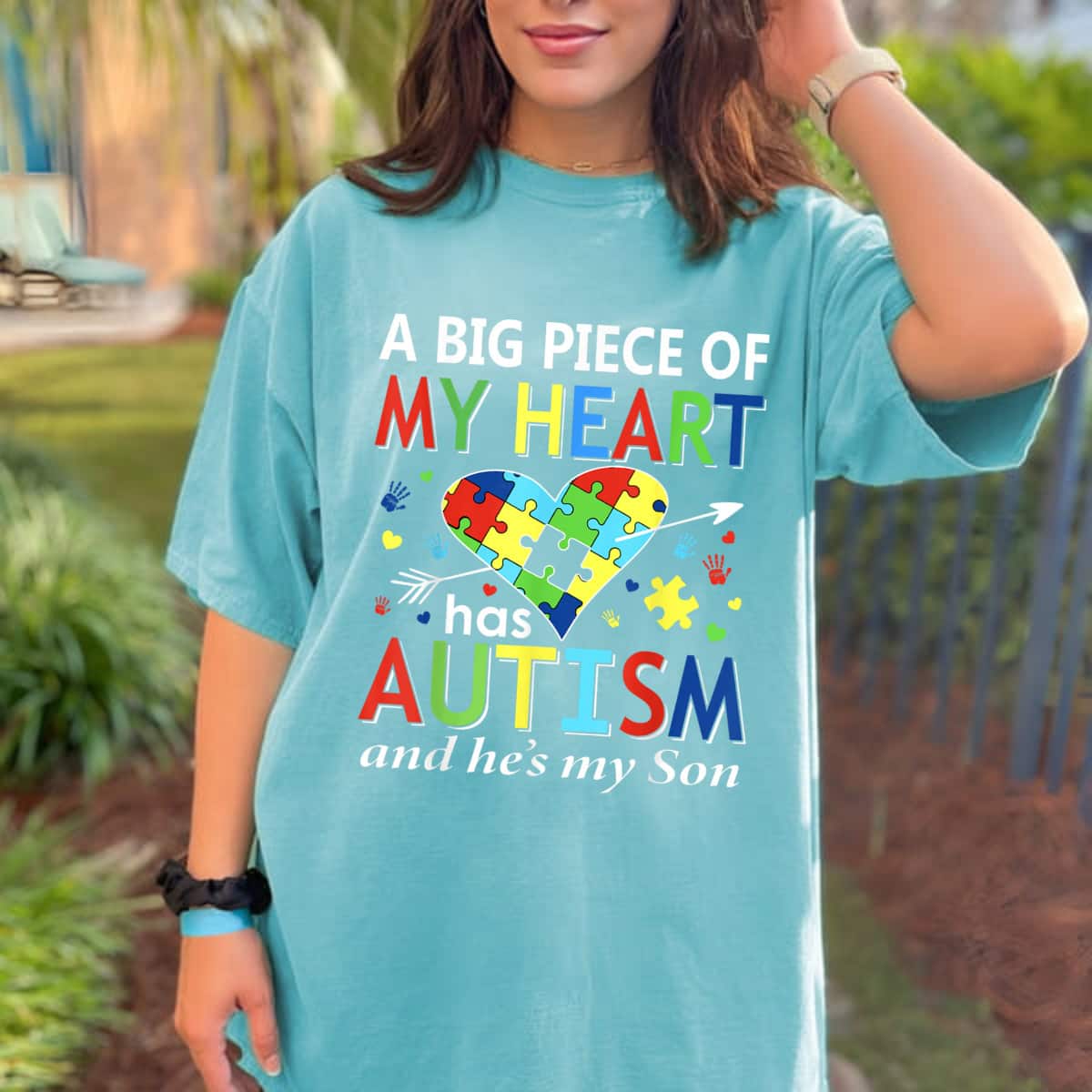 Autistic Boy Piece My Heart Has Autism He's My Son Mom Dad T-Shirt Autistic Boy Piece My Heart Has Autism He's My Son Mom Dad T-Shirt