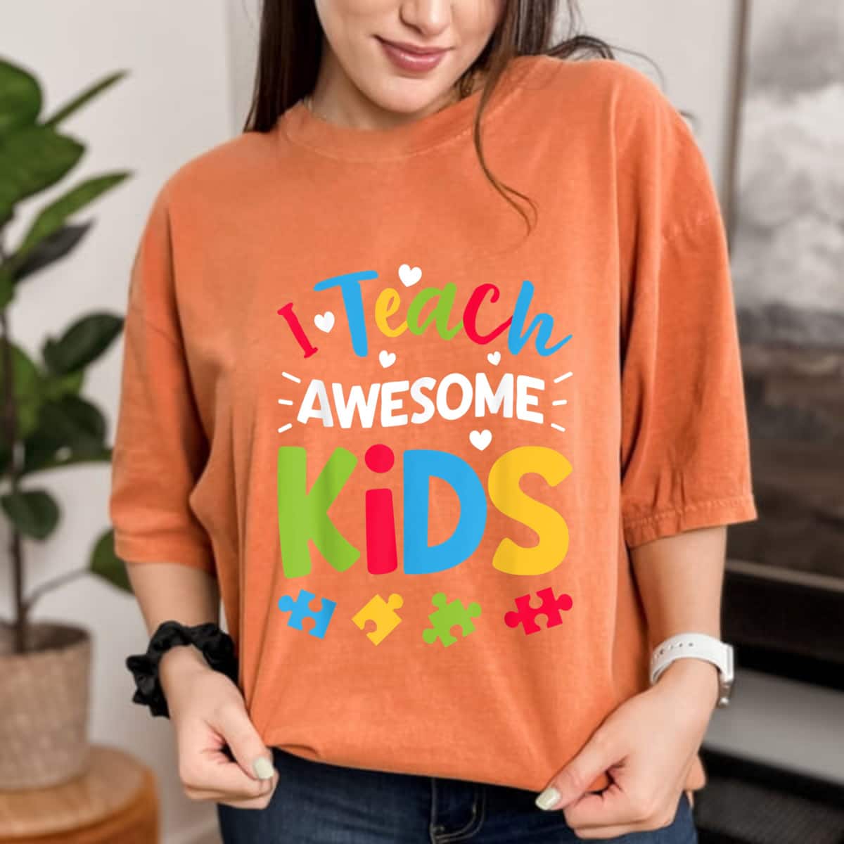 I Teach Awesome Kids Autism Awareness Women Teacher T-Shirt I Teach Awesome Kids Autism Awareness Women Teacher T-Shirt