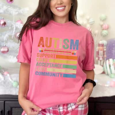 Autism Awareness Support Care Acceptance Mom Dad T-Shirt