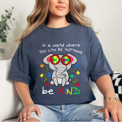 Be Kind Elephant Puzzle Inspirational Autism Awareness Gift T-Shirt