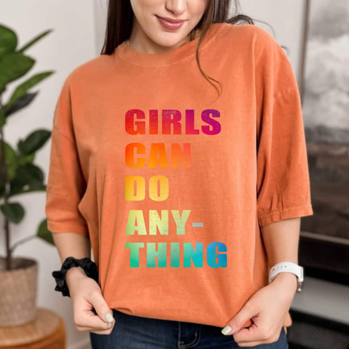 Womens Girls Can Do Anything, Rainbow Feminist, Feminism T-Shirt Womens Girls Can Do Anything, Rainbow Feminist, Feminism T-Shirt