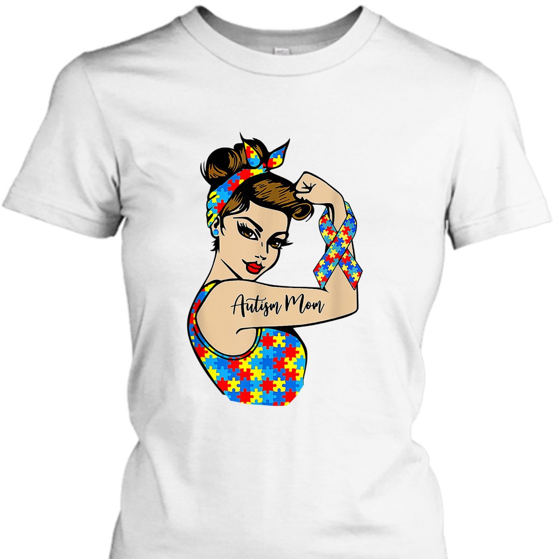 Strong Women Autism Mom Unbreakable Rosie The Riveter Power T-Shirt