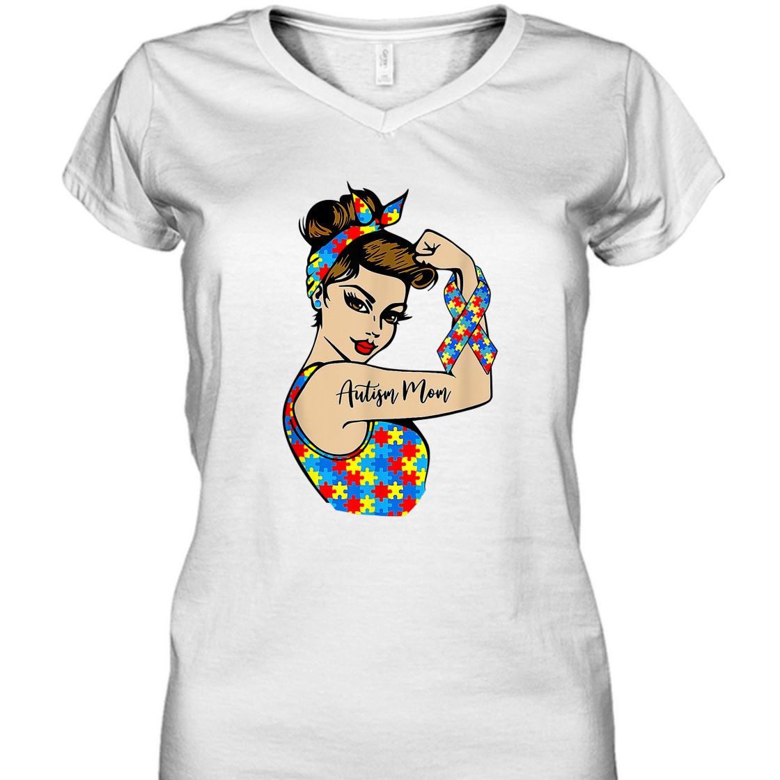 Strong Women Autism Mom Unbreakable Rosie The Riveter Power T-Shirt