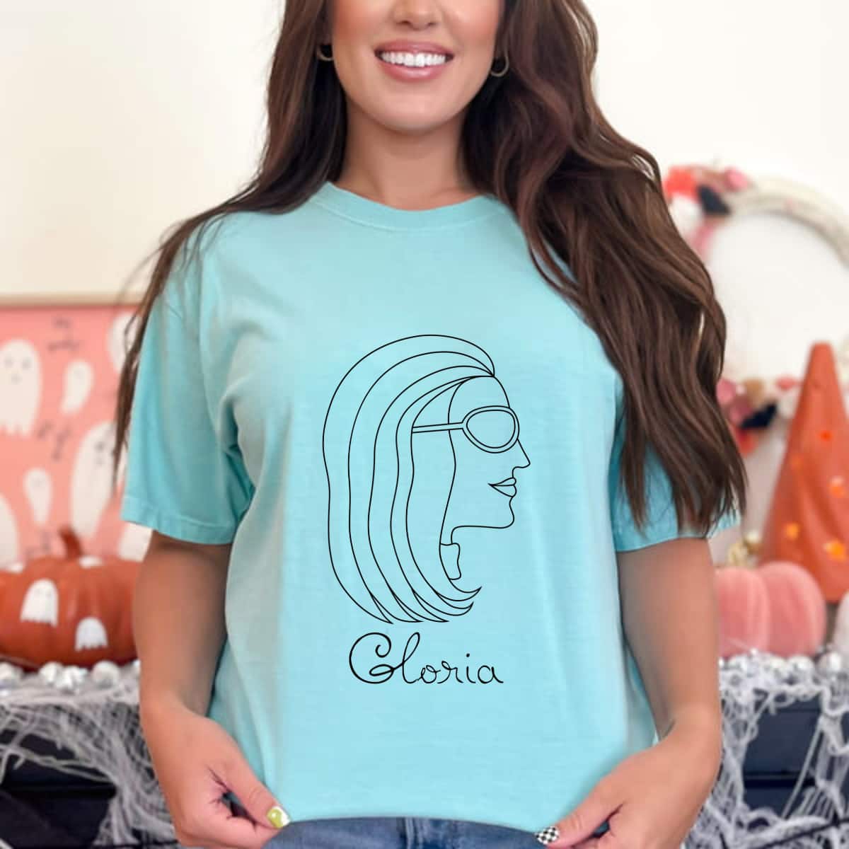 Gloria Woman Name Profile Drawing Feminist Pro Choice T-Shirt Gloria Woman Name Profile Drawing Feminist Pro Choice T-Shirt