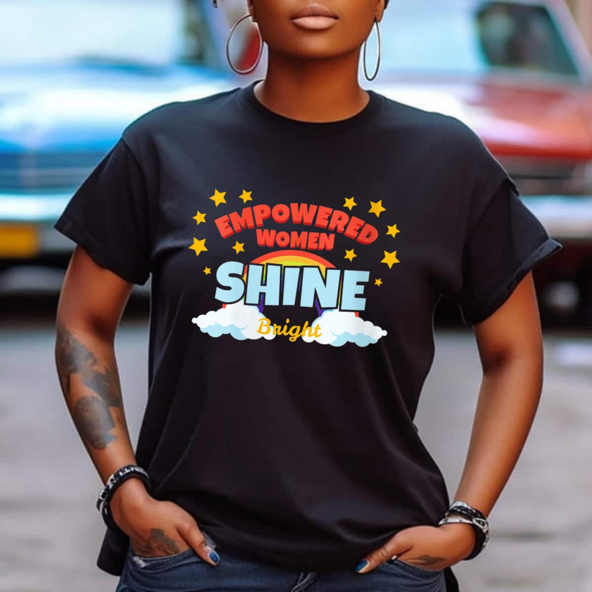 Womens Empowered Women Shine Bright Gift For Girls And Women T-Shirt Womens Empowered Women Shine Bright Gift For Girls And Women T-Shirt