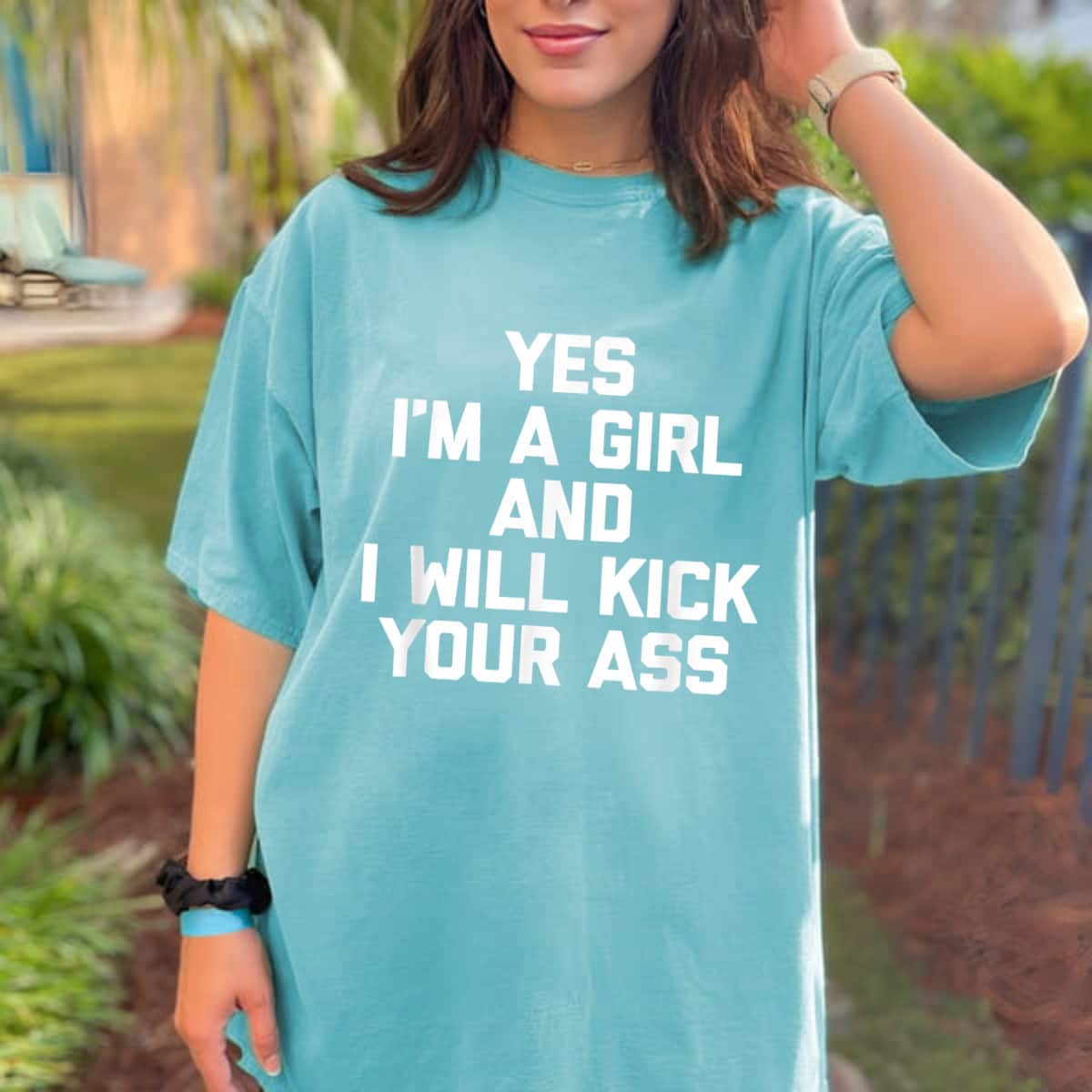 Yes, I'm A Girl & I Will Kick Your Ass Funny Feminist T-Shirt Yes, I'm A Girl & I Will Kick Your Ass Funny Feminist T-Shirt