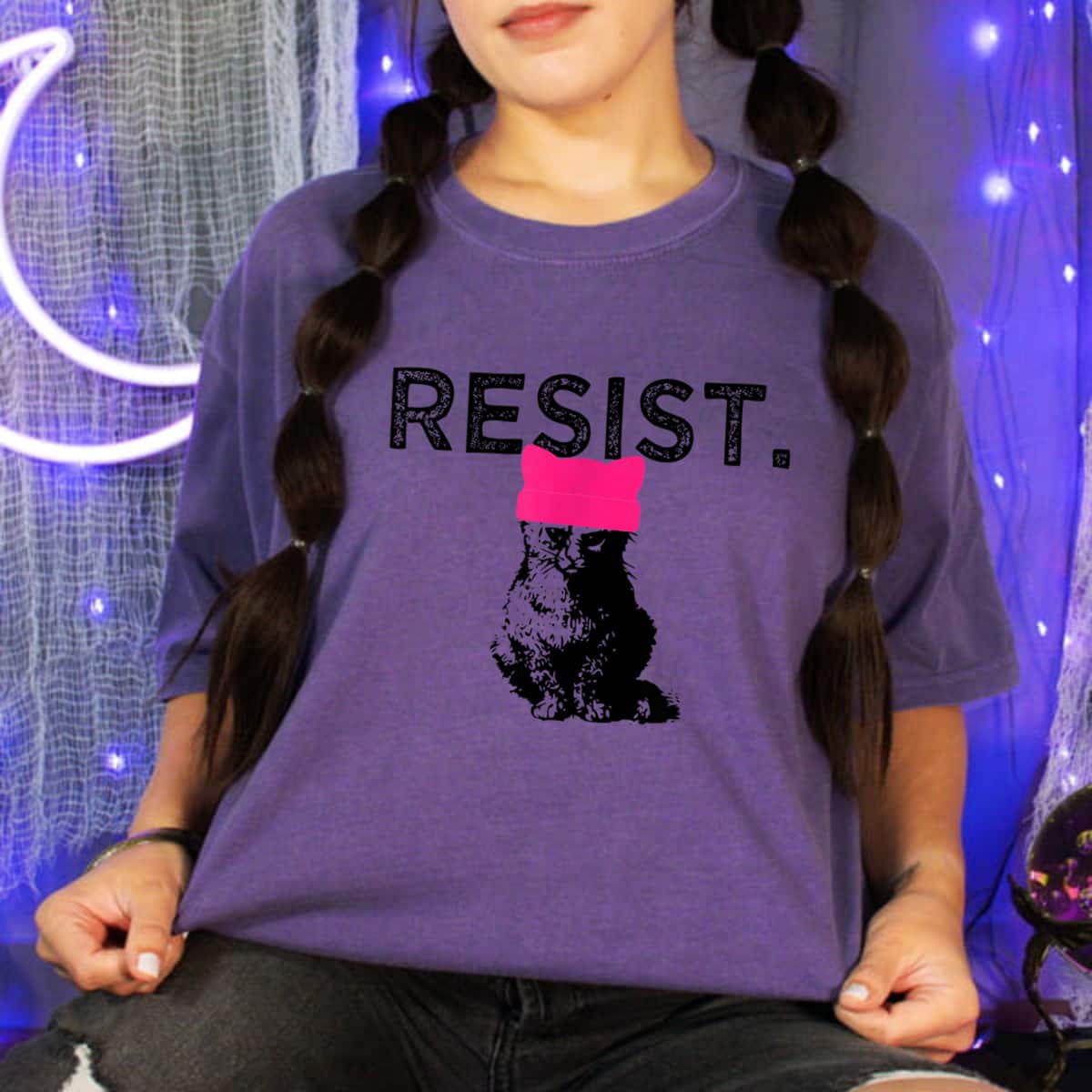 Feminist Resist Pussyhat Pink Hat Cat Lady T-Shirt Feminist Resist Pussyhat Pink Hat Cat Lady T-Shirt