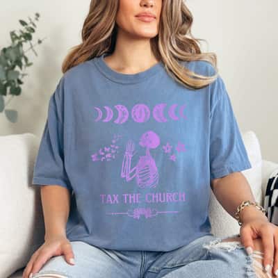 Pro Choice Purple Tax The Church Feminism And Goth Skeleton T-Shirt