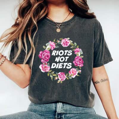 Riots Not Diets Body Positive Feminist Floral Wreath T-Shirt